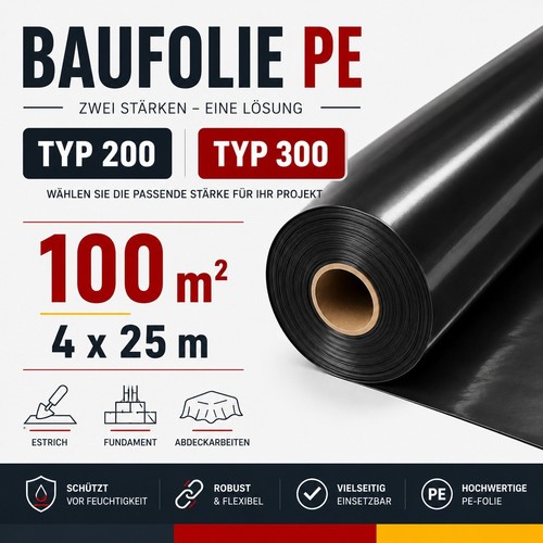 Folie schwarz 100m 4x25m - pe, 100m²